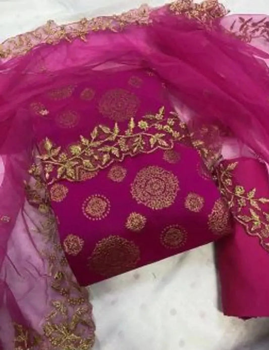 Trendy Banarasi Silk Jacquard Weave Salwar Suit Dress Material